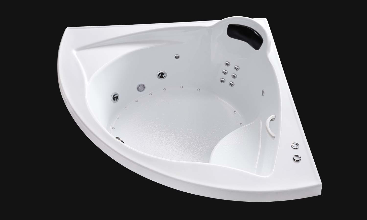 ME6060 white corner tub with jets air and lights carver bathtubs