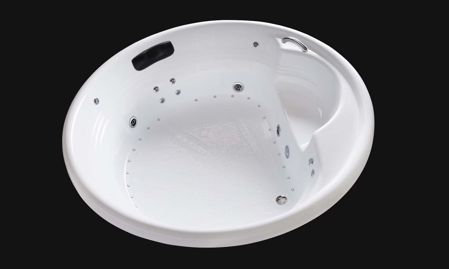 FL7272 white round drop in tub with whirlpool jets lights and air carver bathtubs