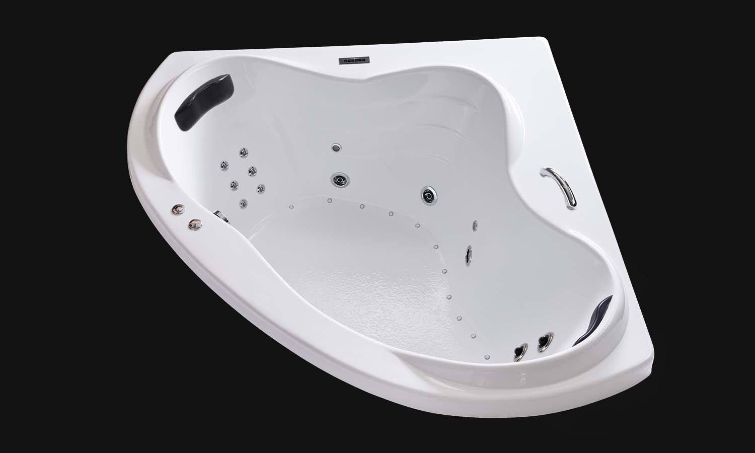 JT5959 white corner tub with whirlpool jets and lights and air carver bathtubs