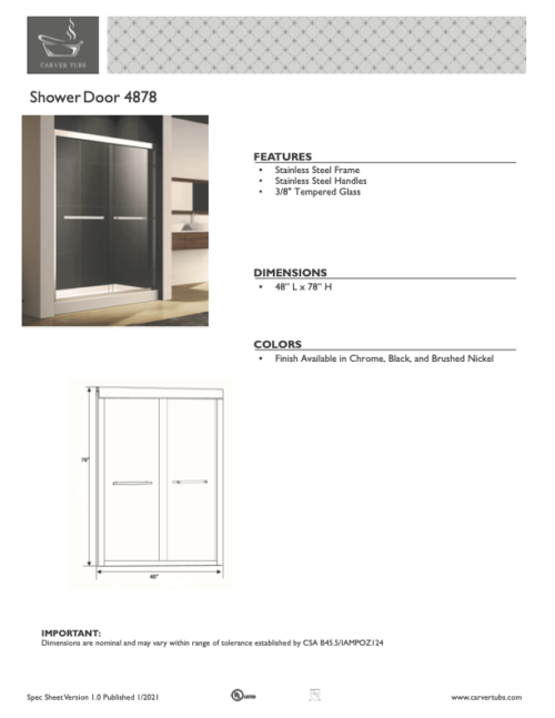 SH4878 Stainless Steel Sliding Shower Door - Image 2